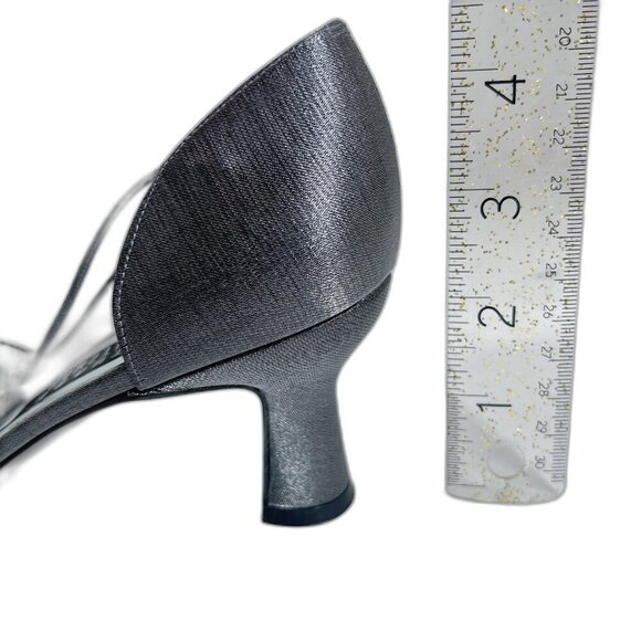 90s Vintage Stuart Weitzman Rondex Heels Silver Kitten Heel Pump Size 8.5 AA - Picture 6 of 9